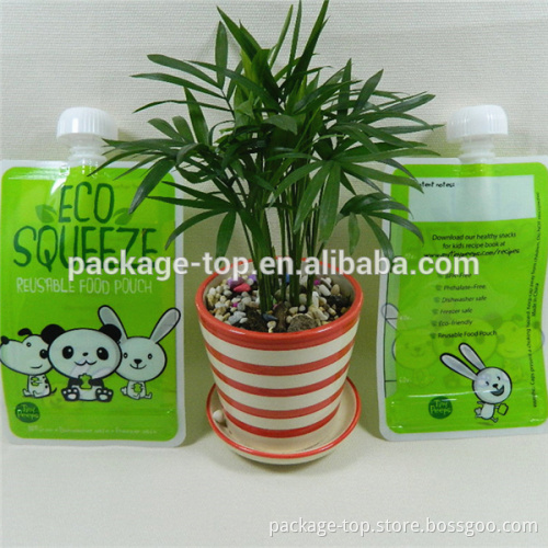 2013 reusable baby food spout pouch/gusseted squeeze pouch with screw cap for marron paste
